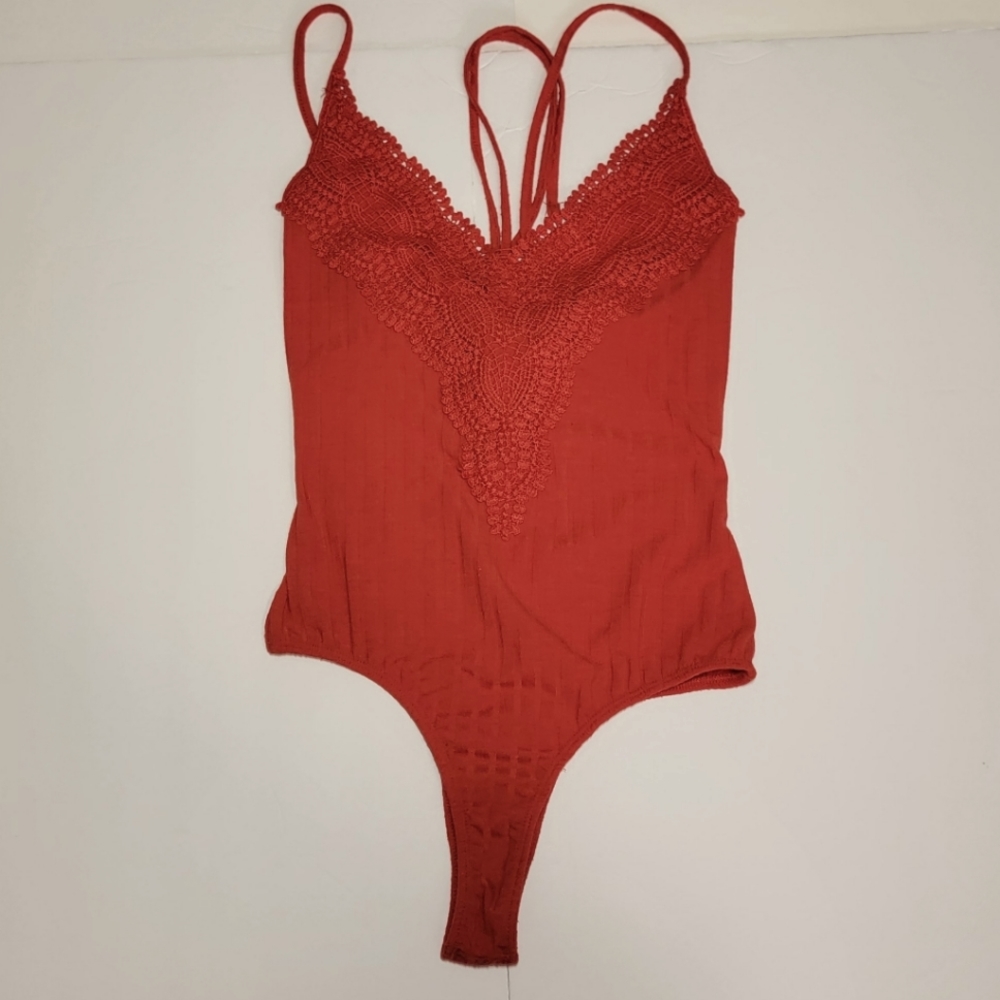 JUST POLLY RED BODYSUIT/ S.